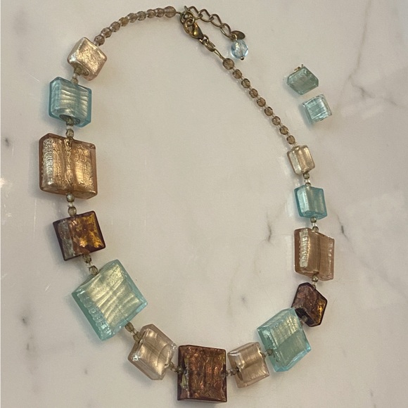 Le Perle Venetian Murano glass necklace and earring set - one of a kind - Picture 2 of 6